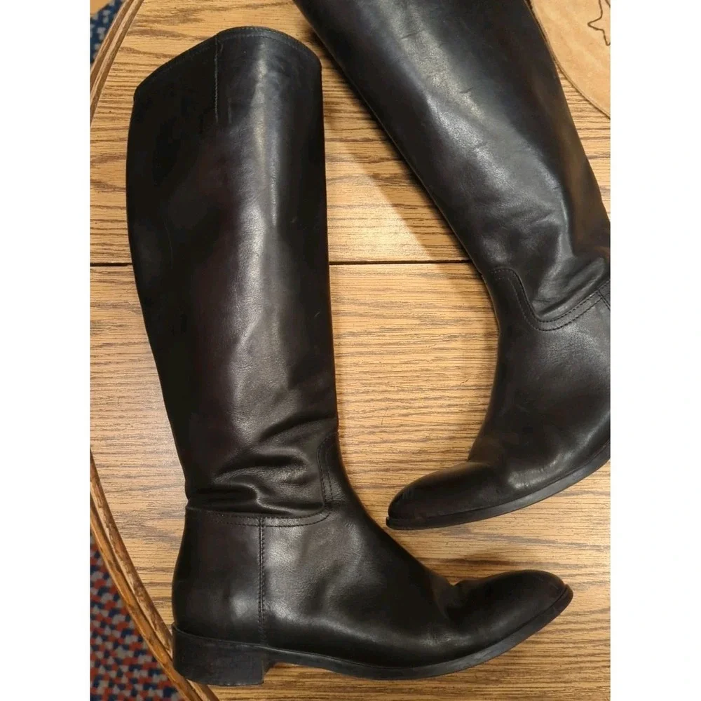 Davos Gomma Knee‎ High Boots Black Made In Italy 38 US 7